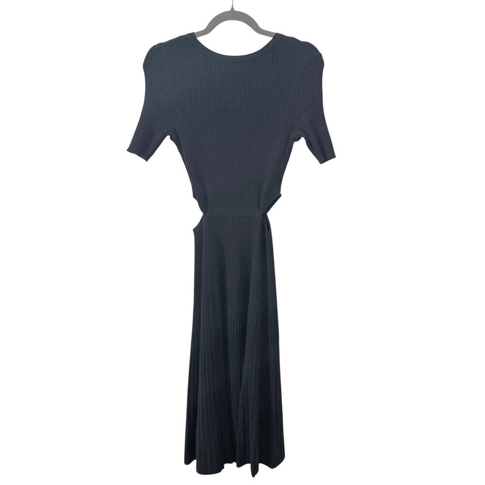 Boden Ribbed Cutout Knit Short Sleeve Midi Dress Black Size 6 - Picture 10 of 11